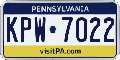 PA license plate KPW7022