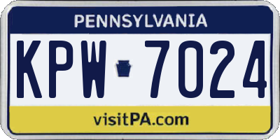PA license plate KPW7024