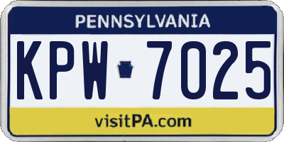 PA license plate KPW7025
