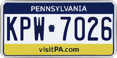 PA license plate KPW7026
