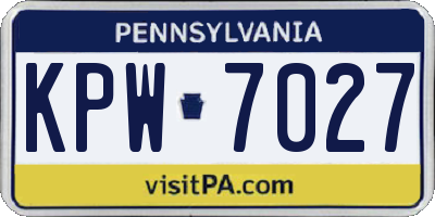 PA license plate KPW7027
