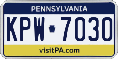 PA license plate KPW7030