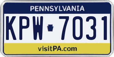 PA license plate KPW7031