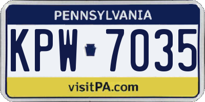 PA license plate KPW7035