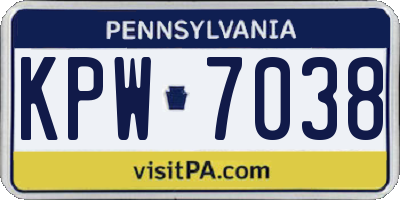 PA license plate KPW7038