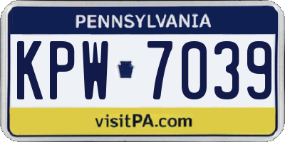 PA license plate KPW7039