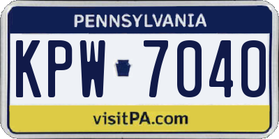 PA license plate KPW7040