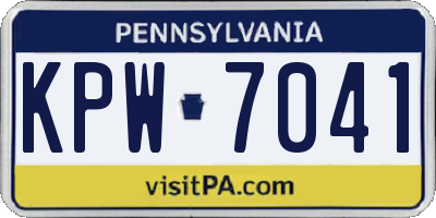 PA license plate KPW7041