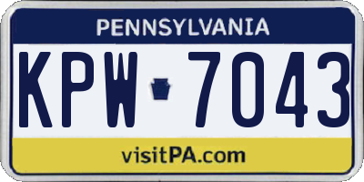 PA license plate KPW7043