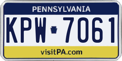 PA license plate KPW7061