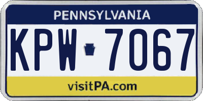 PA license plate KPW7067