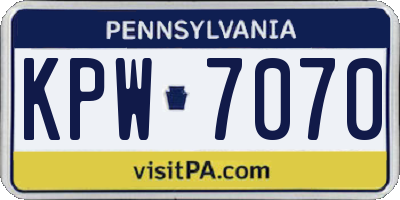 PA license plate KPW7070