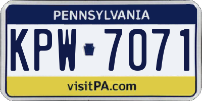 PA license plate KPW7071