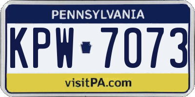 PA license plate KPW7073