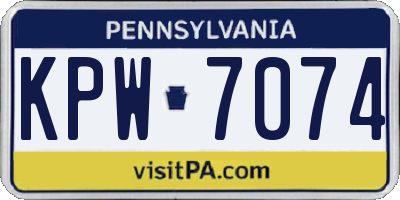 PA license plate KPW7074