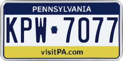PA license plate KPW7077