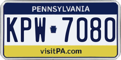 PA license plate KPW7080
