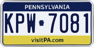 PA license plate KPW7081