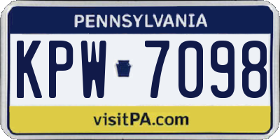 PA license plate KPW7098