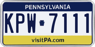 PA license plate KPW7111