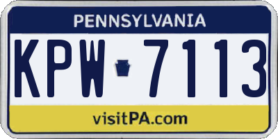 PA license plate KPW7113
