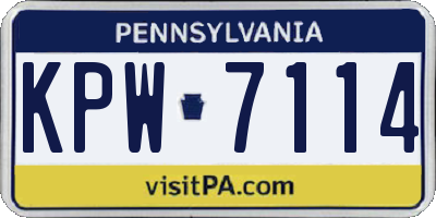 PA license plate KPW7114