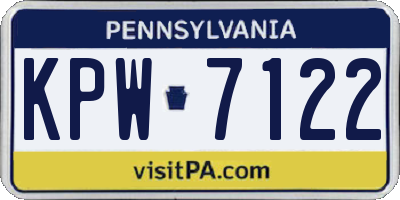 PA license plate KPW7122