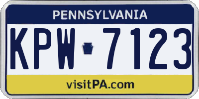 PA license plate KPW7123