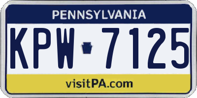 PA license plate KPW7125