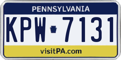 PA license plate KPW7131