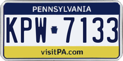 PA license plate KPW7133