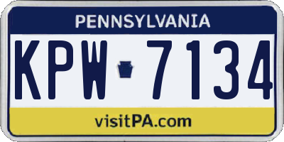 PA license plate KPW7134