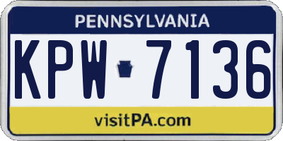 PA license plate KPW7136
