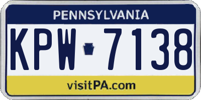 PA license plate KPW7138