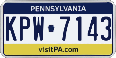 PA license plate KPW7143