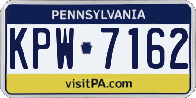 PA license plate KPW7162