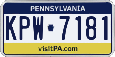 PA license plate KPW7181