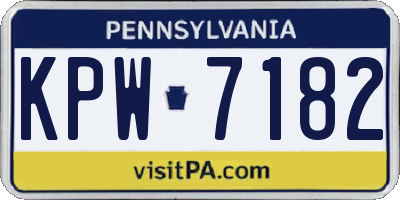 PA license plate KPW7182
