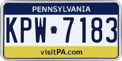 PA license plate KPW7183