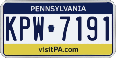 PA license plate KPW7191