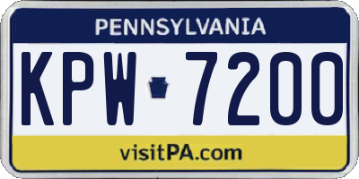 PA license plate KPW7200