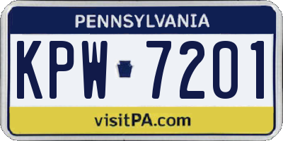 PA license plate KPW7201