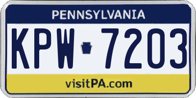 PA license plate KPW7203