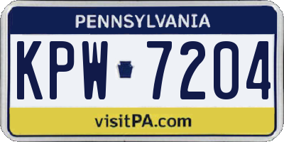 PA license plate KPW7204