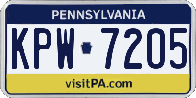 PA license plate KPW7205