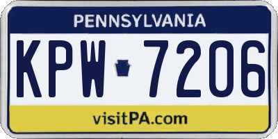 PA license plate KPW7206