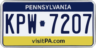 PA license plate KPW7207