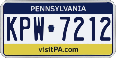 PA license plate KPW7212