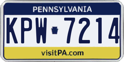 PA license plate KPW7214