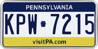PA license plate KPW7215